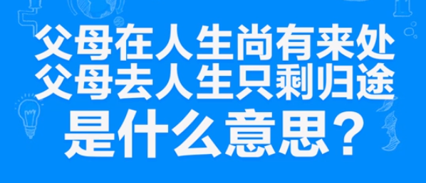 “父母在人生尚有来处,父母去人生只剩归途”什么意思？