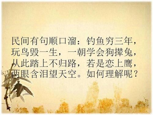 “钓鱼穷三年，玩鸟毁一生”是什么意思？是什么梗？ – 【最新网络热词】
